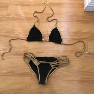 Gold and black bikini